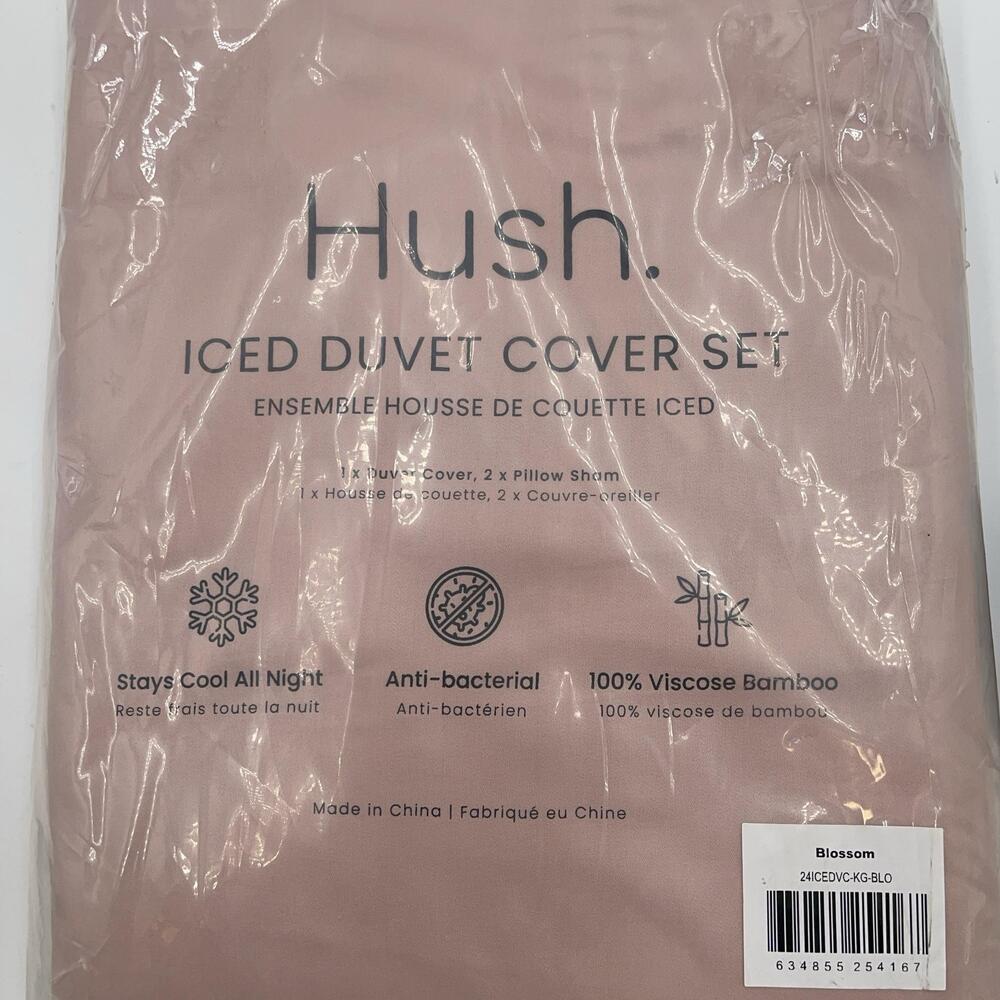 Hush Iced Duvet Cover Set King Blossom Pink Bamboo Cooling Adults Bedding New